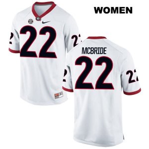 Women's Georgia Bulldogs NCAA #22 Nate McBride Nike Stitched White Authentic College Football Jersey IFR8054JF